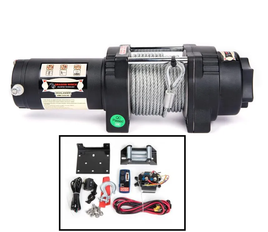 Naviják pro čtyřkolky,QUAD Dragon Winch HIGHLANDER 3500 HD ocelové lano Levný