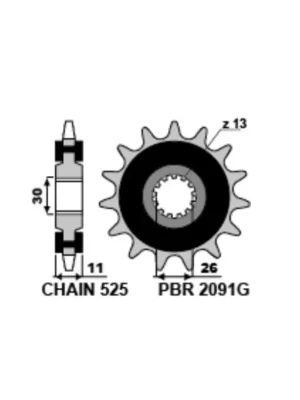 Sekundární tiché řetězové kolečko PBR Sprockets RSS pro YAMAHA 700/800/850/900/1000 R1/ MT/ XSR/ NIKKEN mod.525 Přímo Od Výrobce
