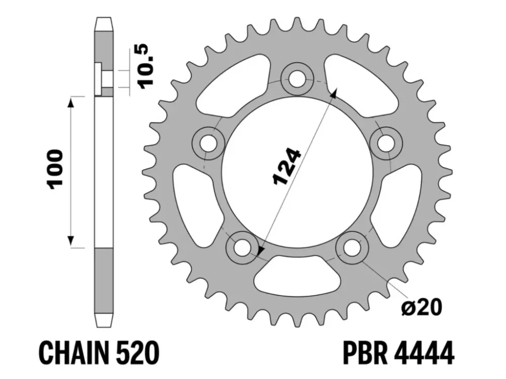 Časově Omezené Rozeta ocelová PBR Sprockets pro DUCATI SCRAMBLER 400/800/1100/ SBK 749/HYPERMOTARD 698 MONO/ Monster 797/ Monster 821/ Monster 937/ Panigale 899/ SBK 999 mod.520
