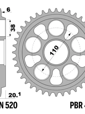 Rozeta ergalová PBR Sprockets pro MV AGUSTA 750 F4/ BRUTALE 2001 - 2004 mod.520 RACING Levný