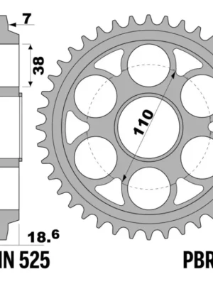 Rozeta ocelová temperovaná PBR Sprockets pro DUCATI 1200 MULTISTRADA 2010 - 2016 mod. 525 Top Prodej
