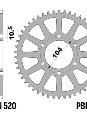 Tovární Cena Rozeta ergalová PBR Sprockets pro CF MOTO NK/ CL-X/ NT, KAWASAKI Z/GPZ/KLE/ZX/ZX-R/ ER/VERSYS/ VULCAN 400/550/600/650/700/750/800/900/1000 mod.520