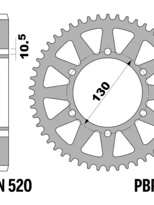 Super Cena Rozeta ocelová PBR Sprockets pro GAS GAS 250/300/450/ YAMAHA YZF-R1/R3/R6/ FZ-6/ MT03/MT07/ SUZUKI GSX-R 600/750/1000/ KAWASAKI Z/R/ZZR/ 50/80/125/300/400/500/550 mod.520