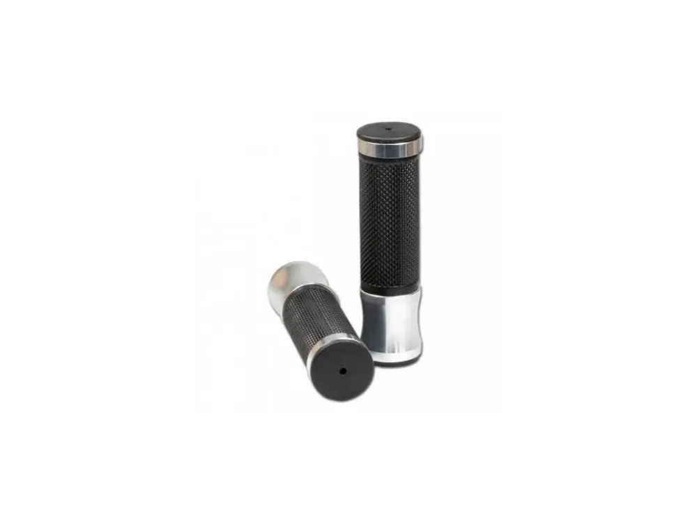 Alu gripy na motorku ALU 4, 22 mm průměr, stříbrné, uzavřené, délka 130 mm Vysoce Kvalitní