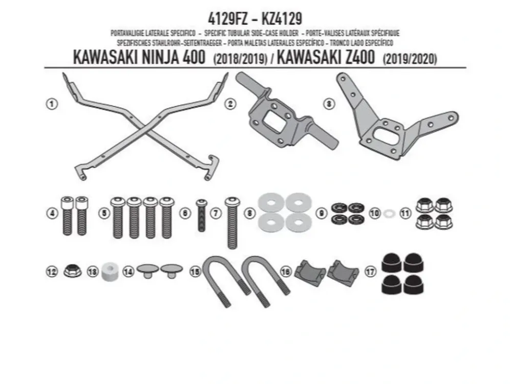 Kappa KZ4129 nosič zadního kufru pro MONOLOCK kufry pro KAWASAKI Ninja 400 18-20, KAWASAKI Poslední Šance