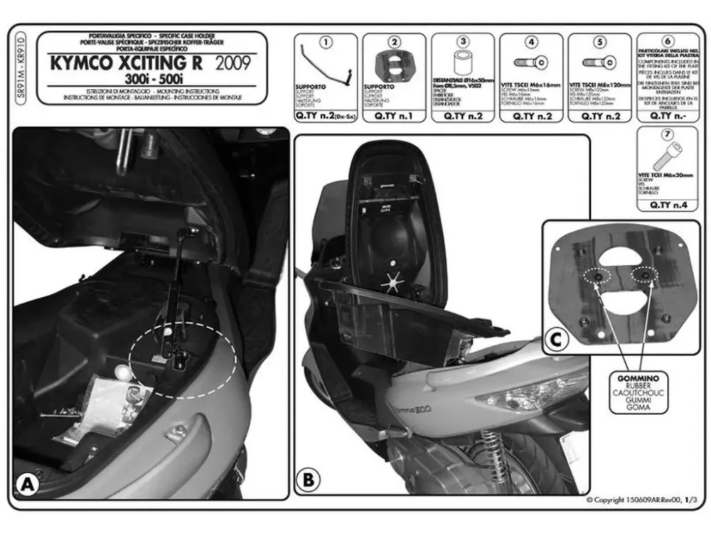 Kappa KR910 Nosič zadního kufru kufry MONOLOCK KYMCO Xciting 300i 500i R (09-14) Jen Po Omezenou Doba