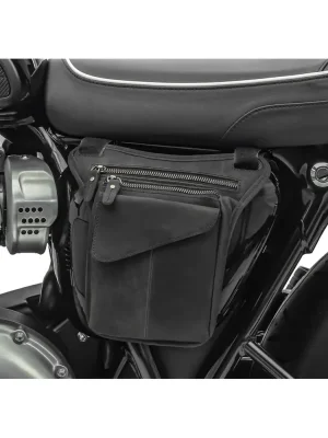 Finální Výprodej Kožená boční retro moto brašna malá černá
