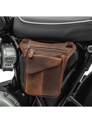 Časově Omezené Kožená boční retro moto brašna malá hnědá