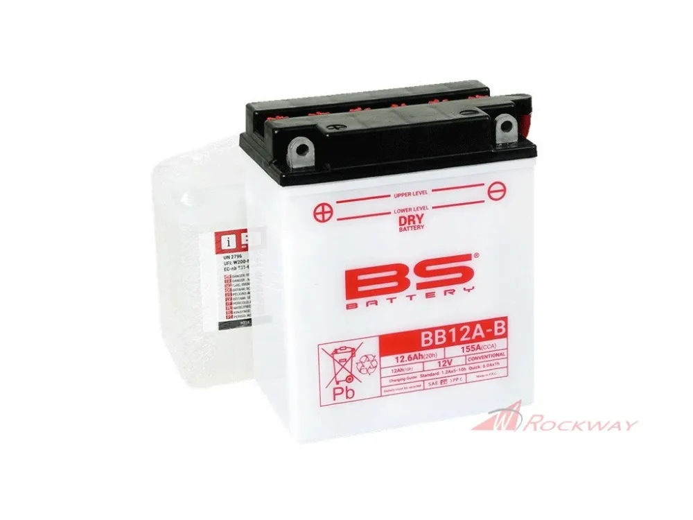 Nízká Cena Konvenční motocyklová baterie BS-BATTERY BB12A-B (YB12A-B) Včetně balení kyseliny- 5A