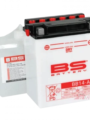 Konvenční motocyklová baterie BS-BATTERY BB14-A2 (YB14-A2) Včetně balení kyseliny- 5A Finální Výprodej