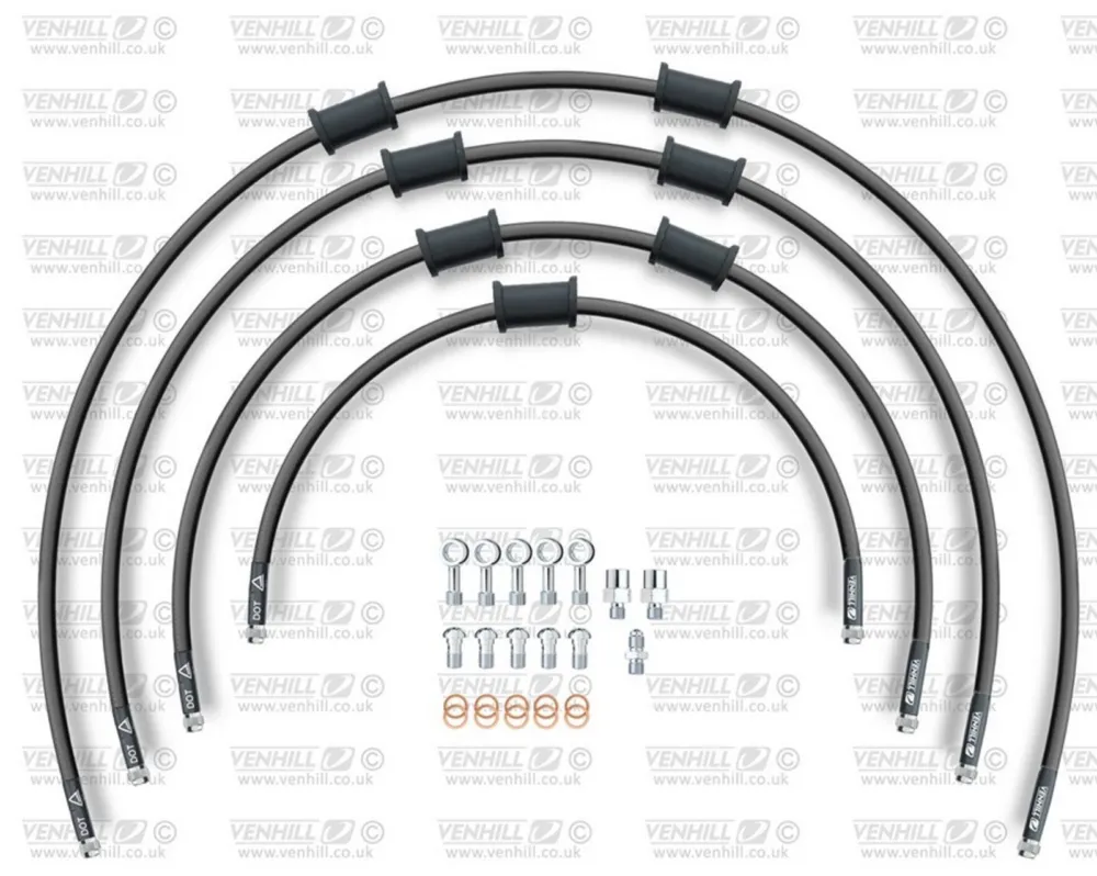 STANDARD Hadice přední brzdy sada Venhill POWERHOSEPLUS SUZ-4007FS-BK (4 hadice v sadě) černé hadice, nerezové koncovky Omezená Nabídka