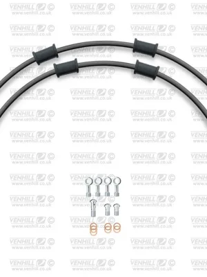 Značkový STANDARD Hadice přední brzdy sada Venhill POWERHOSEPLUS SUZ-5009F-BK (2 hadice v sadě) černé hadice, chromové koncovky