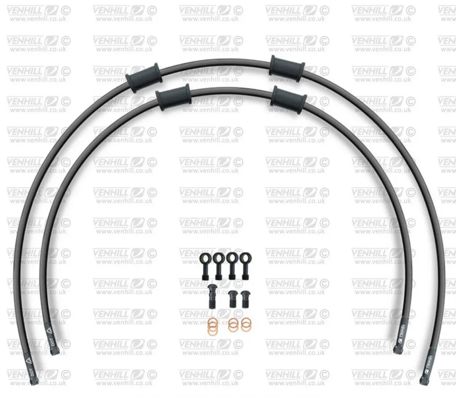 Pouze Dnes RACE Hadice přední brzdy sada Venhill POWERHOSEPLUS SUZ-7020FB-BK (2 hadice v sadě) černé hadice, černé koncovky