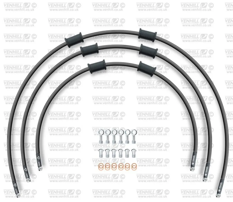 STANDARD Hadice přední brzdy sada Venhill POWERHOSEPLUS SUZ-8003F-BK (3 hadice v sadě) černé hadice, chromové koncovky Cenově Výhodný