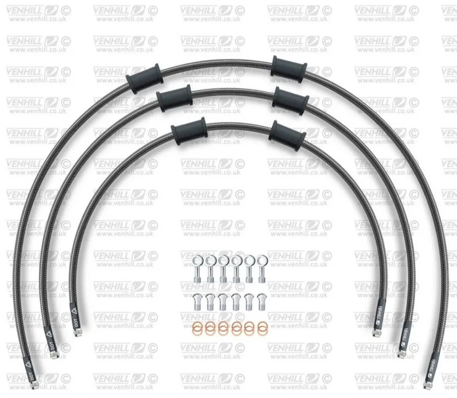 STANDARD Hadice přední brzdy sada Venhill POWERHOSEPLUS HON-5009FS-CB (3 hadice v sadě) karbonové hadice, nerezové koncovky Dokud Zásoby Vydrží