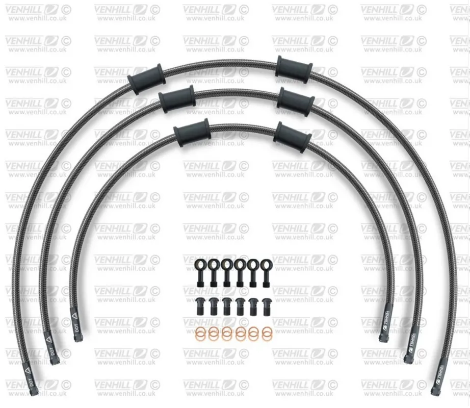 STANDARD Hadice přední brzdy sada Venhill POWERHOSEPLUS SUZ-15003FB-CB (3 hadice v sadě) karbonové hadice, černé koncovky Sleva
