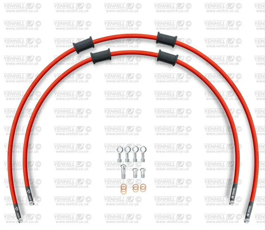 Poslední Šance RACE Hadice přední brzdy sada Venhill POWERHOSEPLUS HON-10021F-RD (2 hadice v sadě) červené hadice, chromové koncovky