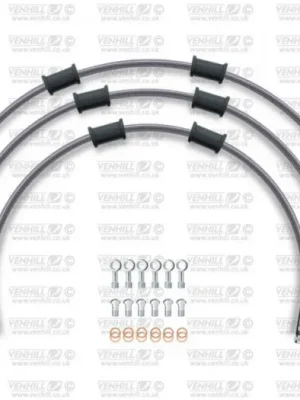 Vysoce Kvalitní VENHILL sTANDARD Hadice přední brzdy sada Venhill POWERHOSEPLUS HON-6008F (3 hadice v sadě) Průhledné hadice, chromové koncovky