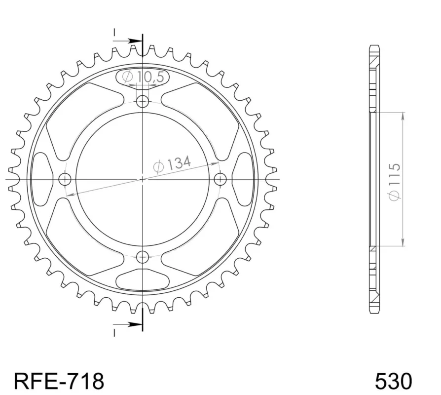 Vrácení Zdarma Řetězová rozeta SUPERSPROX RFE-718:46-BLK černý 46 zubů, 530
