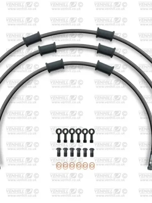 Zlevněný STANDARD Hadice přední brzdy sada Venhill POWERHOSEPLUS KAW-11009FB-BK (3 hadice v sadě) černé hadice, černé koncovky