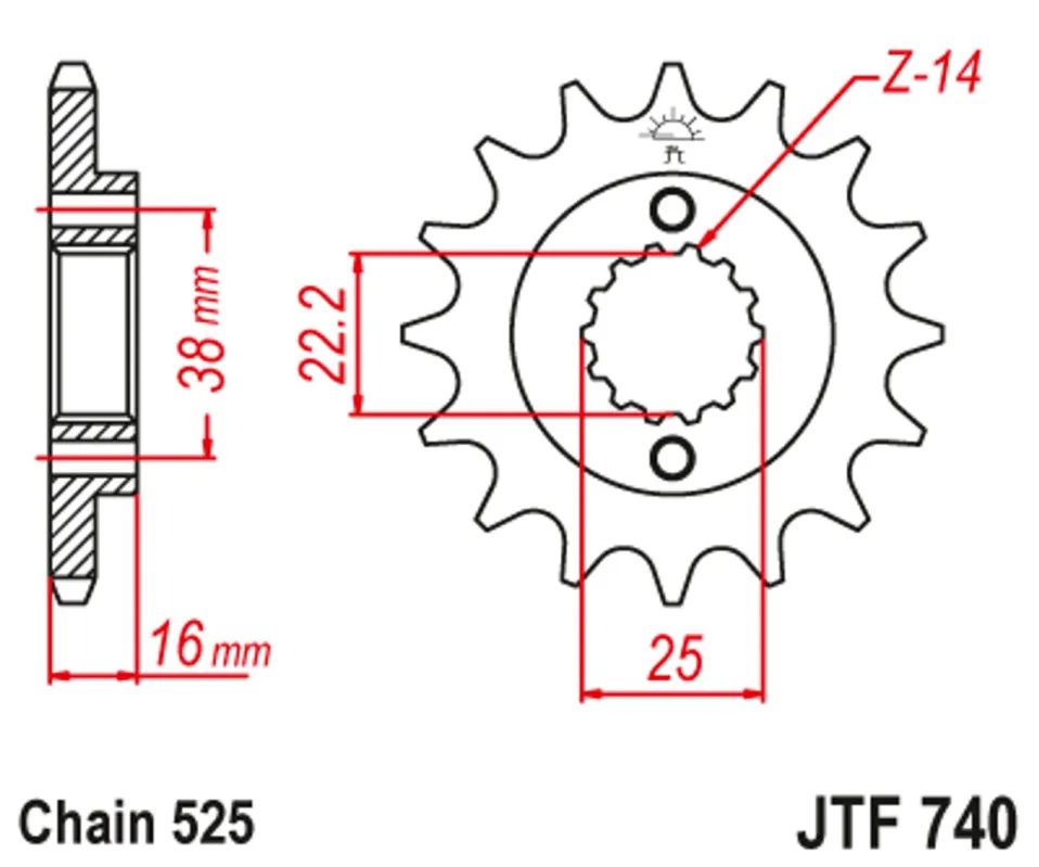 Akce Řetězové kolečko JT JTF 740-15 15 zubů, 525