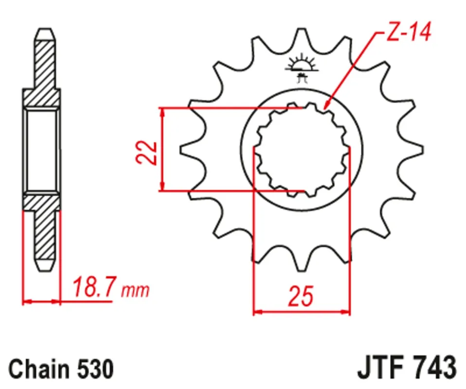 Sleva Řetězové kolečko JT JTF 743-15 15 zubů, 530