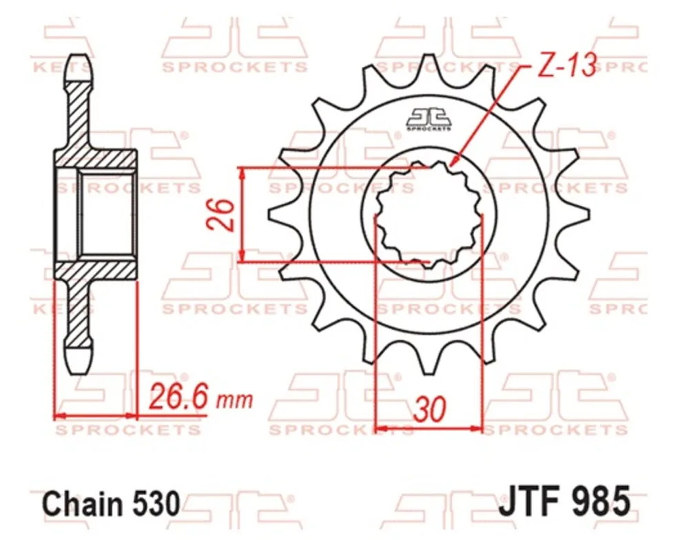 Cenově Výhodný Řetězové kolečko JT JTF 985-19RB 19 zubů, 530 pogumované