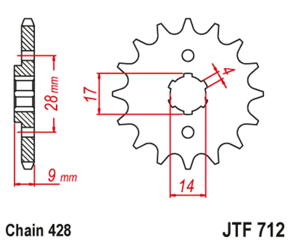 Expresní Doručení Řetězové kolečko JT JTF 712-13 13 zubů, 428