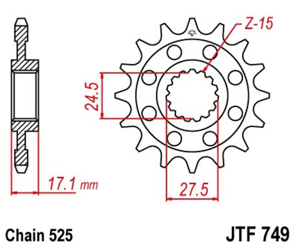 Kup Teď Řetězové kolečko JT JTF 749-15 15 zubů, 525