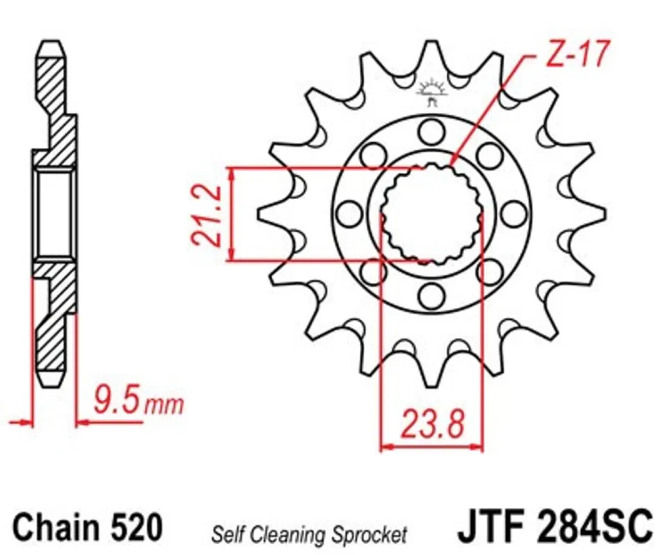 Autentický Řetězové kolečko JT JTF 284-13SC 13 zubů, 520 Samočistící, Nízká hmotnost