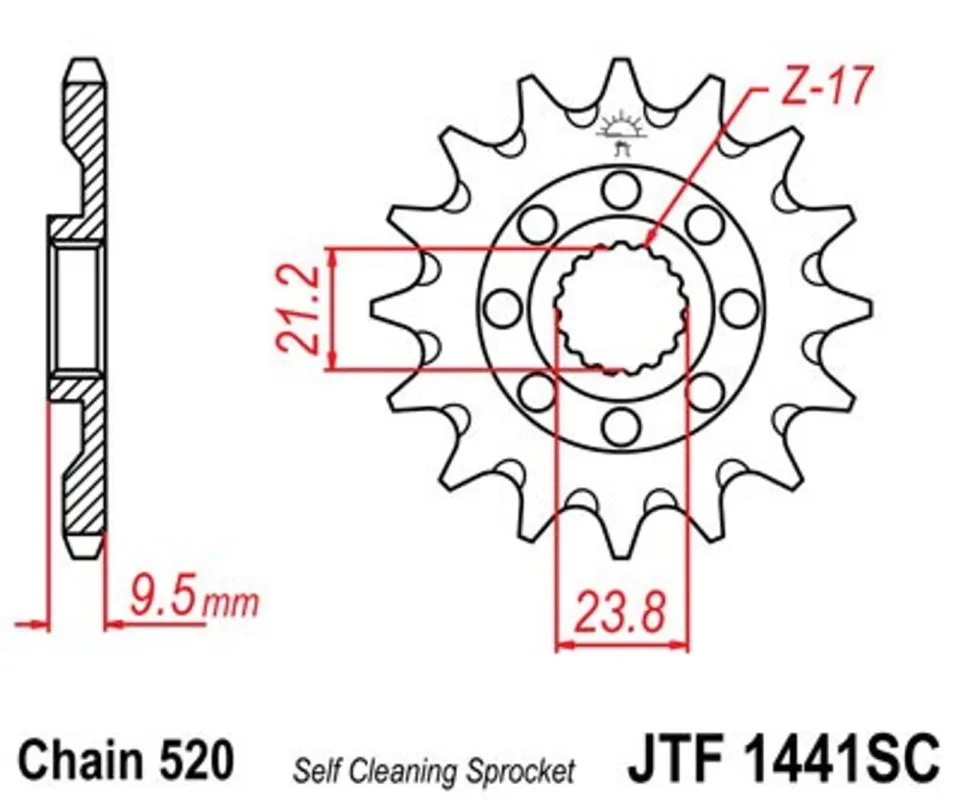 Must-Have Řetězové kolečko JT JTF 1441-14SC 14 zubů, 520 Samočistící, Nízká hmotnost