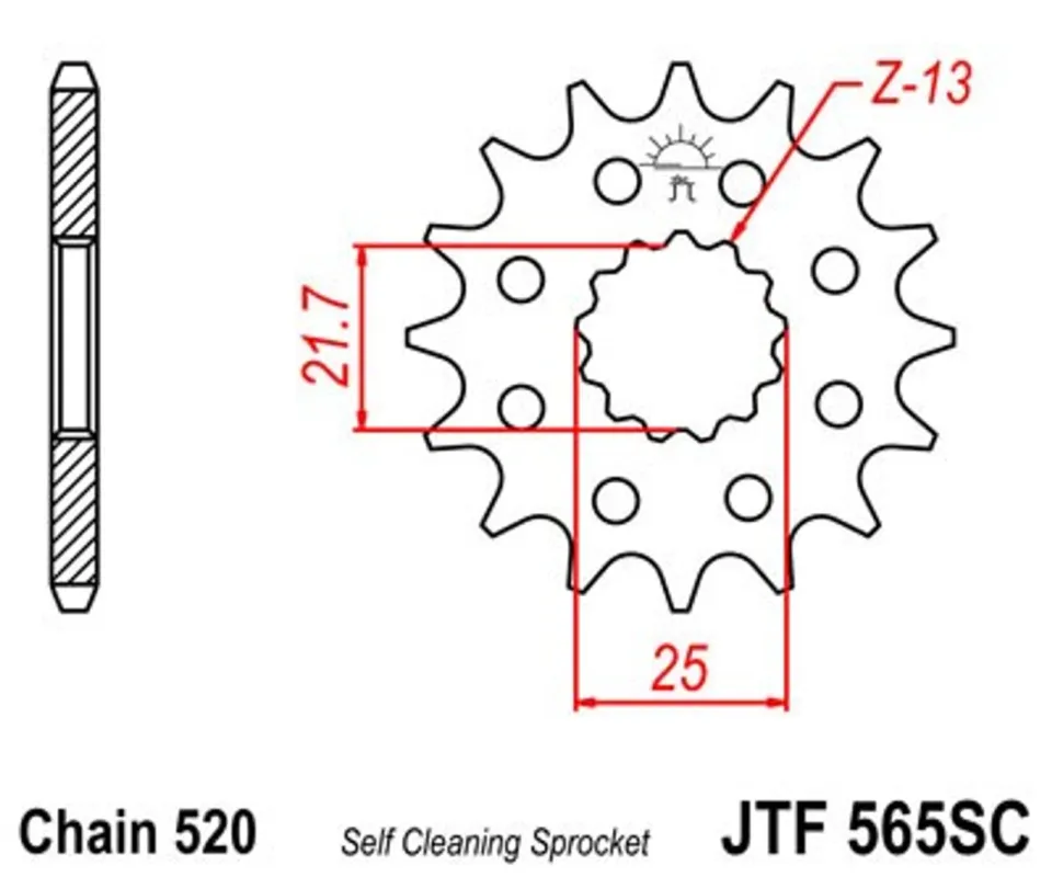 Finální Výprodej Řetězové kolečko JT JTF 565-13SC 13 zubů, 520 Samočistící, Nízká hmotnost