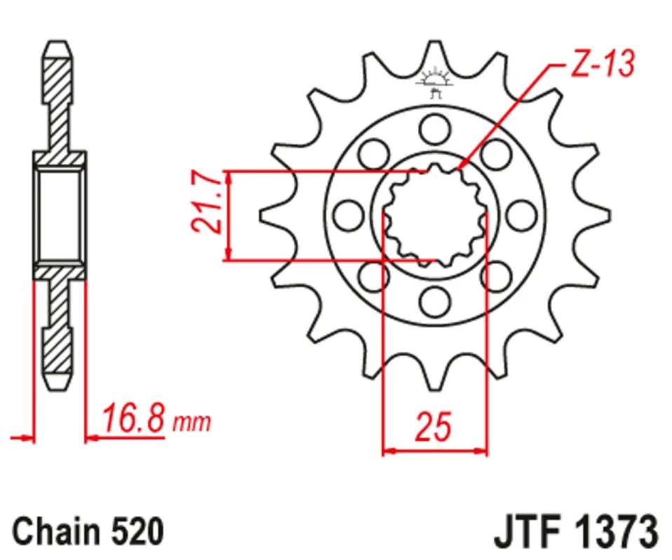 Řetězové kolečko JT JTF 1373-17 17 zubů, 520 Horká Nabídka