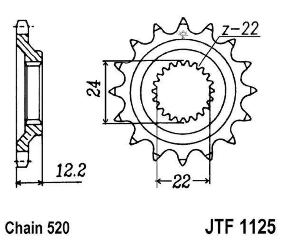Ověřený Řetězové kolečko JT JTF 1125-17 17 zubů, 520