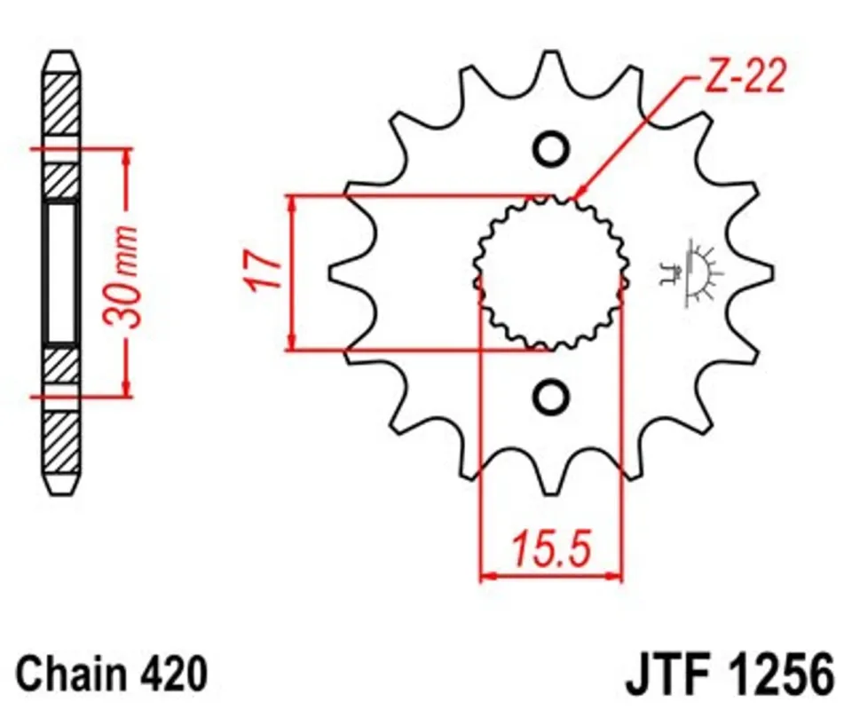 Řetězové kolečko JT JTF 1256-16 16 zubů, 420 Výhodná Nabídka