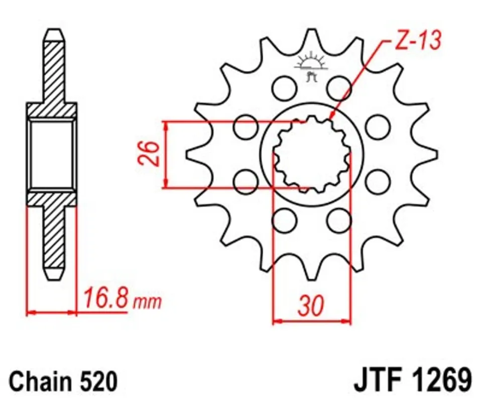 Řetězové kolečko JT JTF 1269-17 17 zubů, 520 Nakupujte Hned