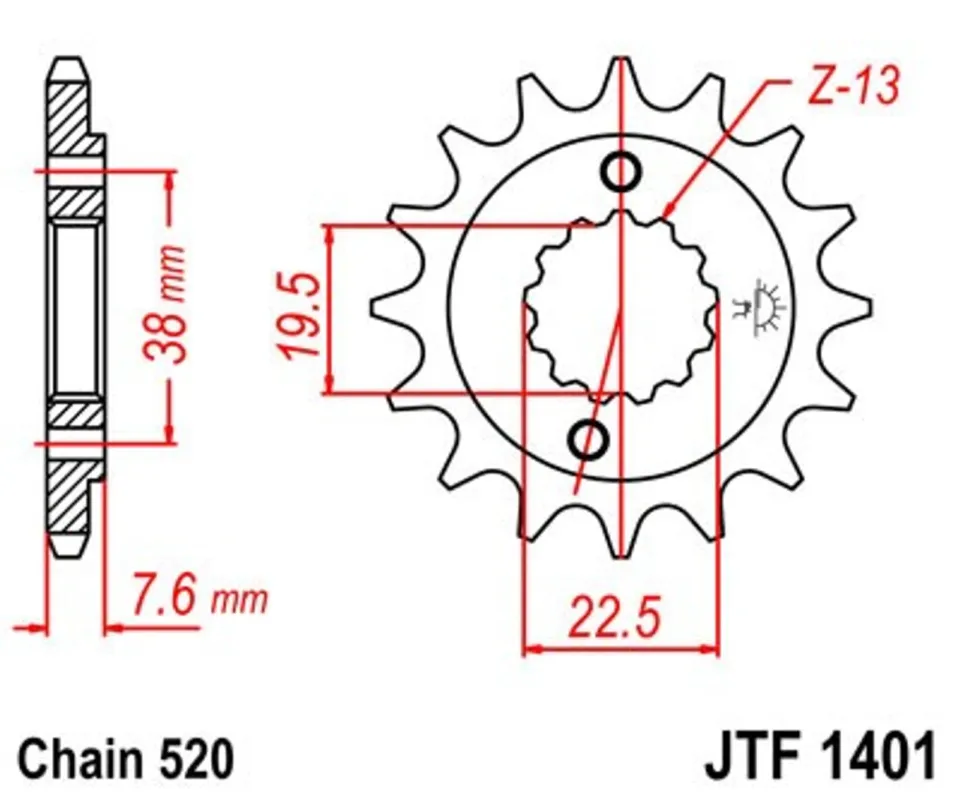 Řetězové kolečko JT JTF 1401-15 15 zubů, 520 Finální Výprodej