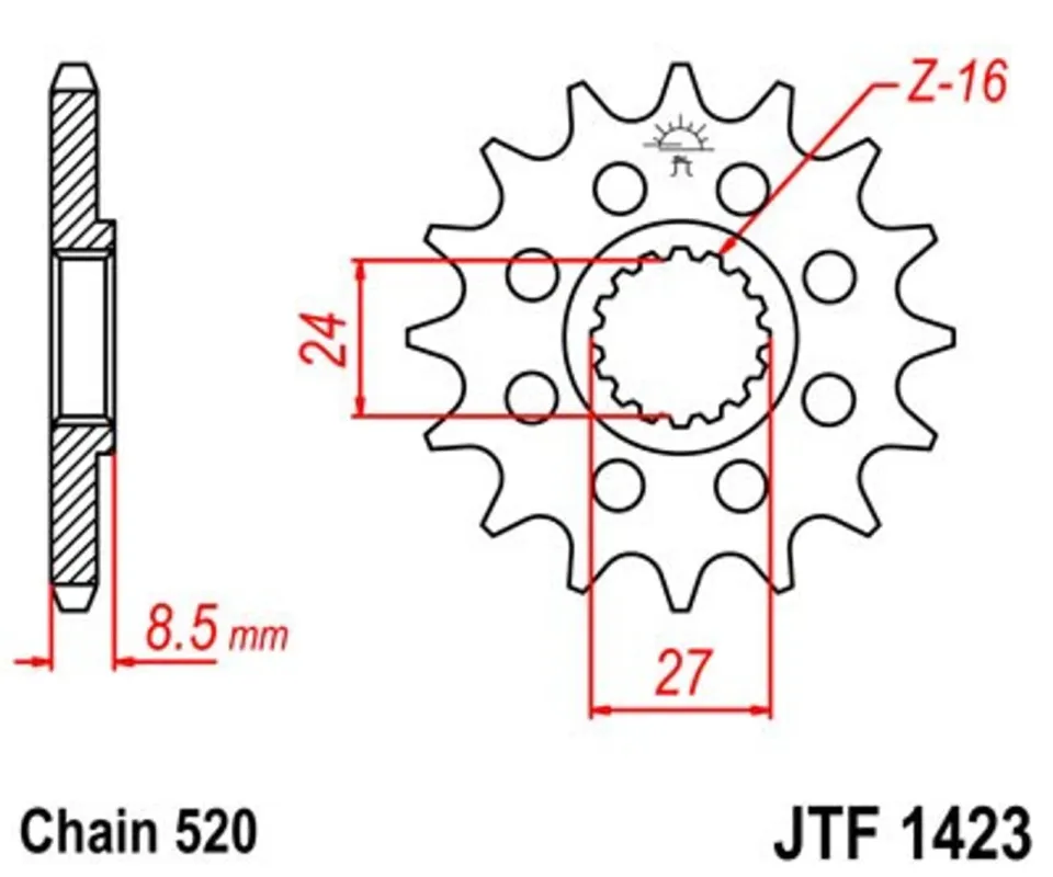 Cenová Bomba Řetězové kolečko JT JTF 1423-16 16 zubů, 520