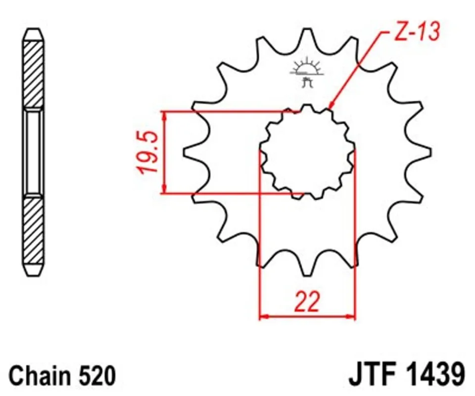 Řetězové kolečko JT JTF 1439-12 12 zubů, 520 Hit Sezóny