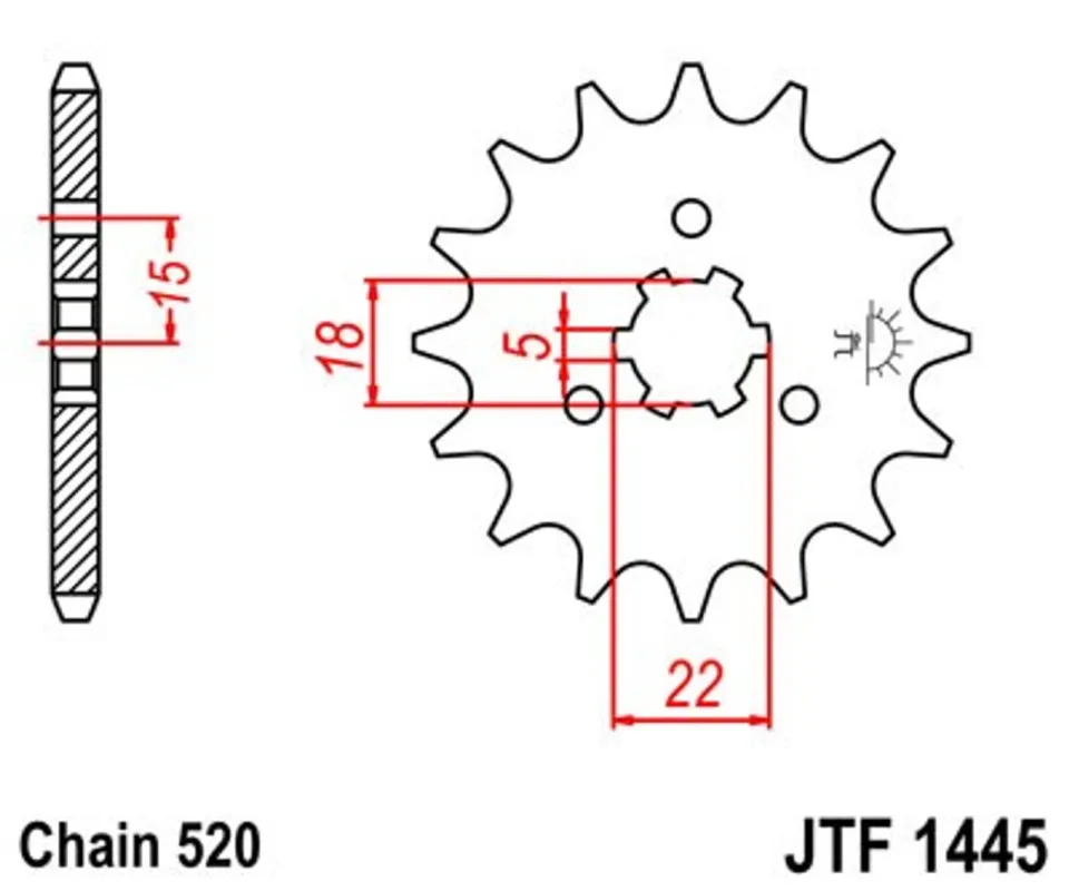 Řetězové kolečko JT JTF 1445-14 14 zubů, 520 Nejlepší Volba