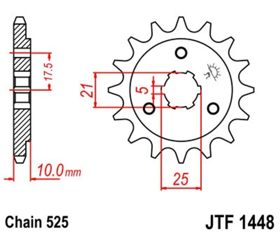 Řetězové kolečko JT JTF 1448-14 14 zubů, 525 Dokud Zásoby Vydrží