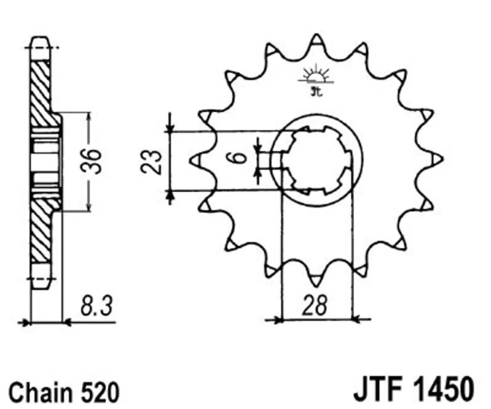 Řetězové kolečko JT JTF 1450-14 14 zubů, 520 Pouze Dnes