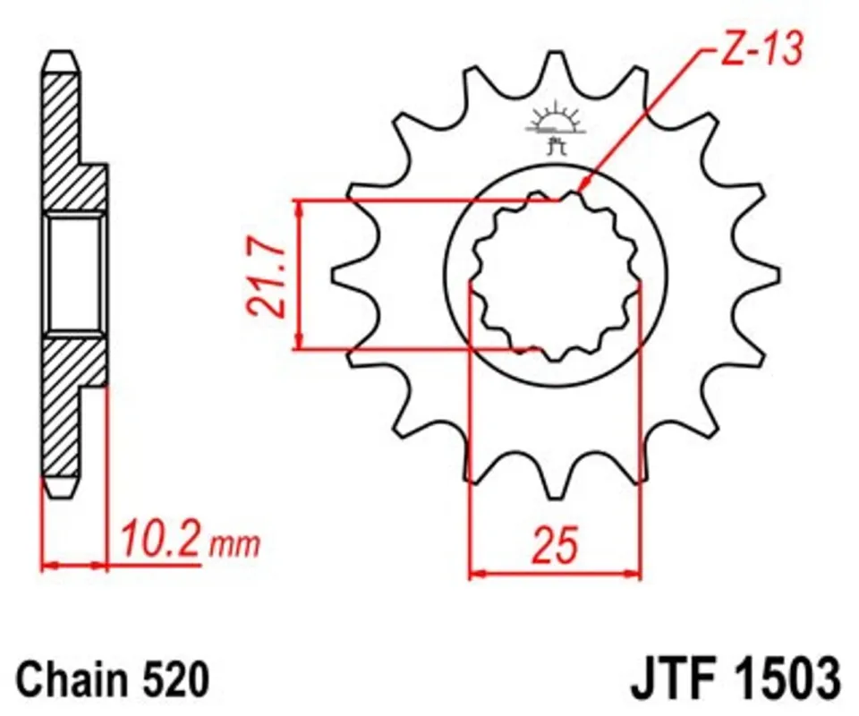 Řetězové kolečko JT JTF 1503-13 13 zubů, 520 Nejlepší Volba