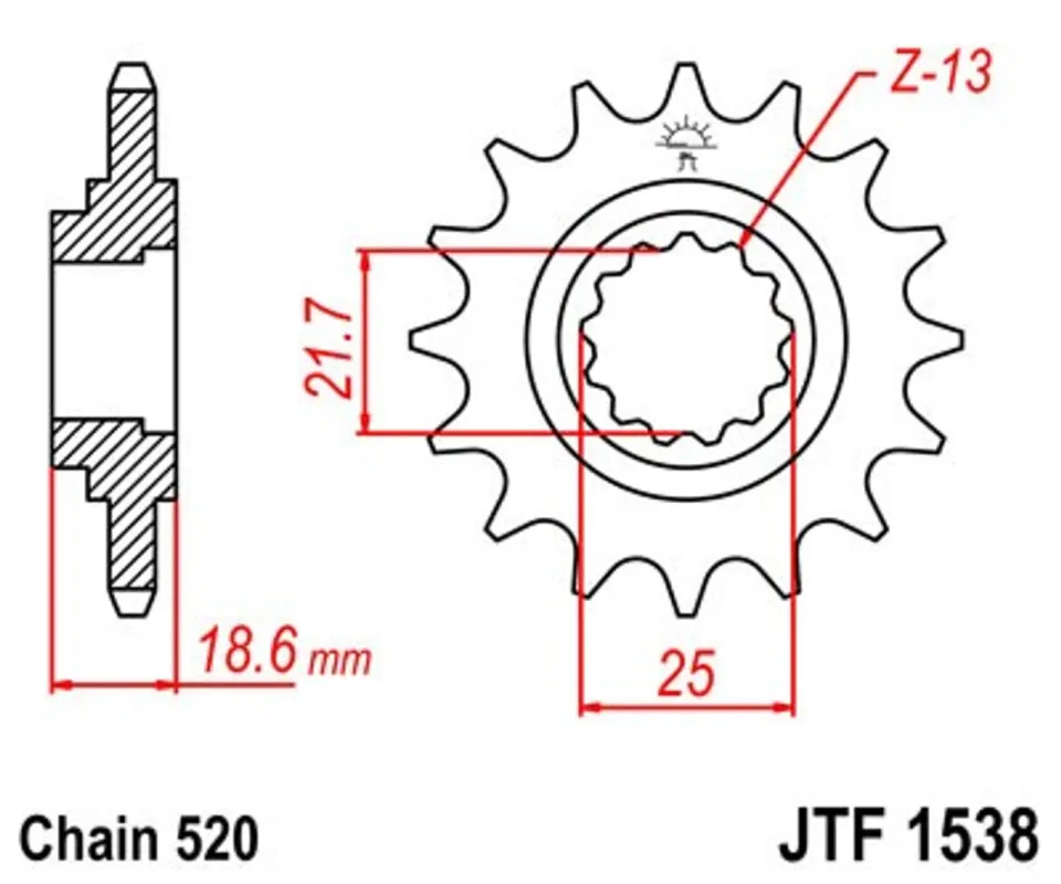 Řetězové kolečko JT JTF 1538-14 14 zubů, 520 Koupit Online