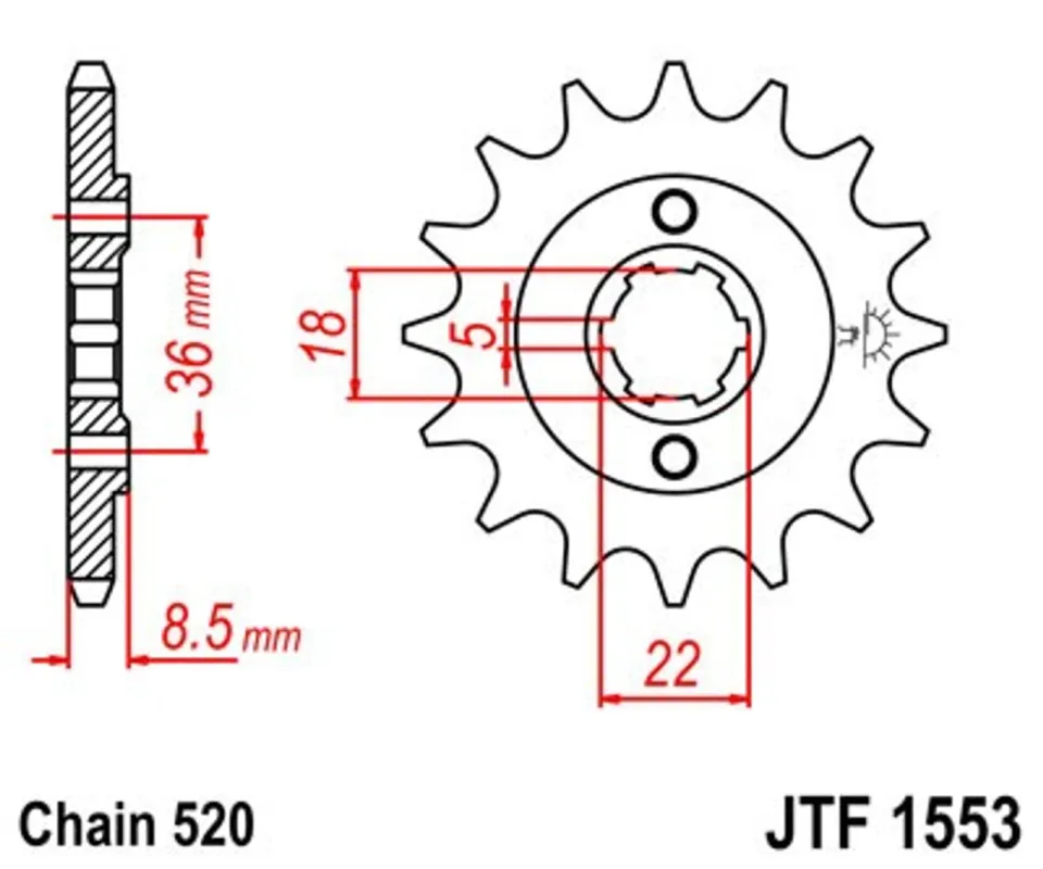 Značkový Řetězové kolečko JT JTF 1553-14 14 zubů, 520