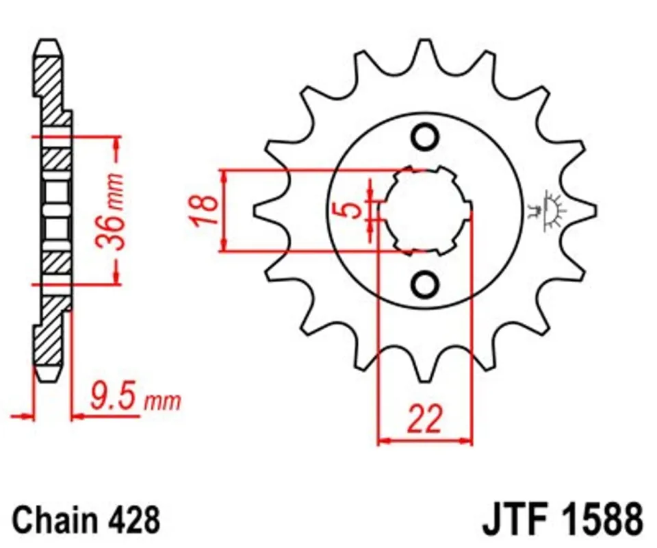 Řetězové kolečko JT JTF 1588-19 19 zubů, 428 Must-Have
