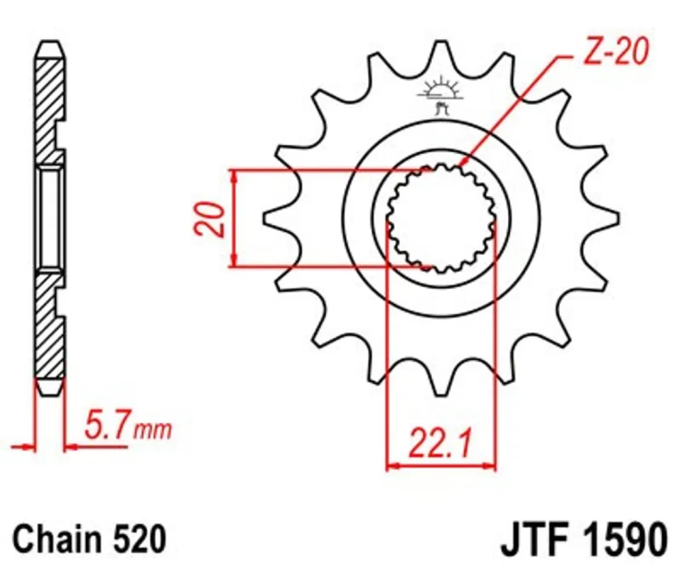 Řetězové kolečko JT JTF 1590-12 12 zubů, 520 Top Prodej