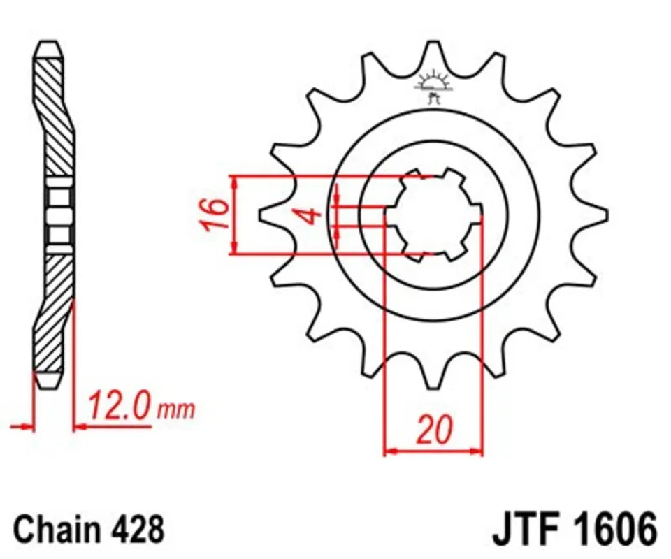 Cenově Výhodný Řetězové kolečko JT JTF 1606-14 14 zubů, 428