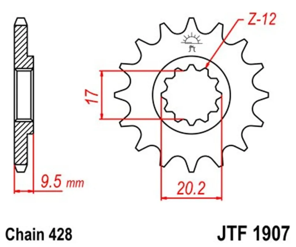 Řetězové kolečko JT JTF 1907-13 13 zubů, 428 Hit Sezóny