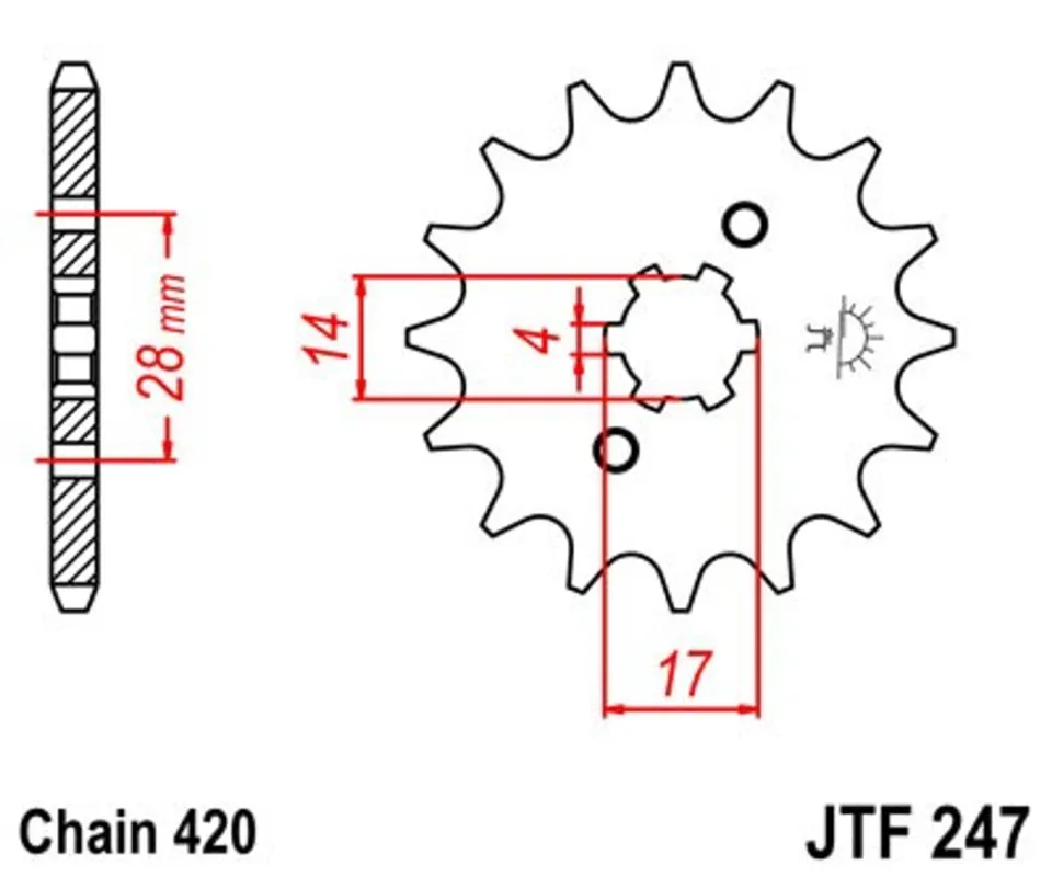 Autentický Řetězové kolečko JT JTF 247-13 13 zubů, 420